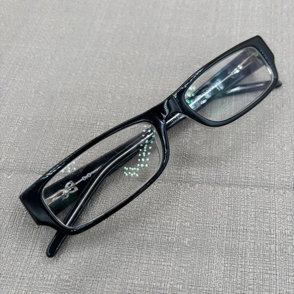 D&G Dolce and Gabbana Eyeglass Frames 52-16-135 Black 1121 Excellent Geek-Chic